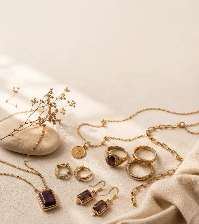 Fashion jewelry flat lay